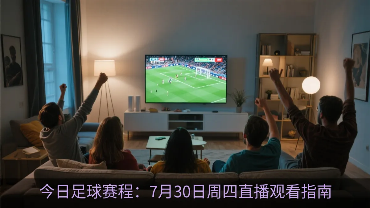 体育观众在屏幕前观看足球直播的场景