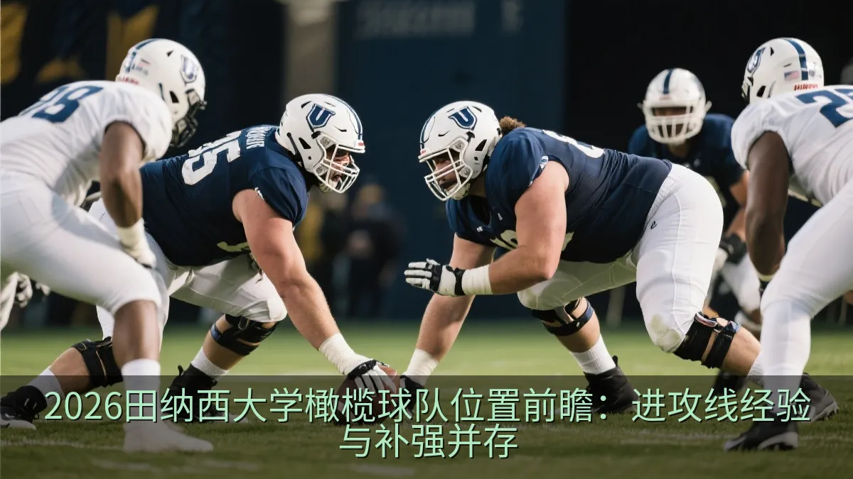 橄榄球进攻线球员在比赛中准备开球阻挡